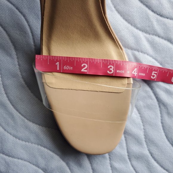 Laundry List Women's Clear Wide Single Strap Block Heels Sandals Nude Size 11M - Picture 8 of 11